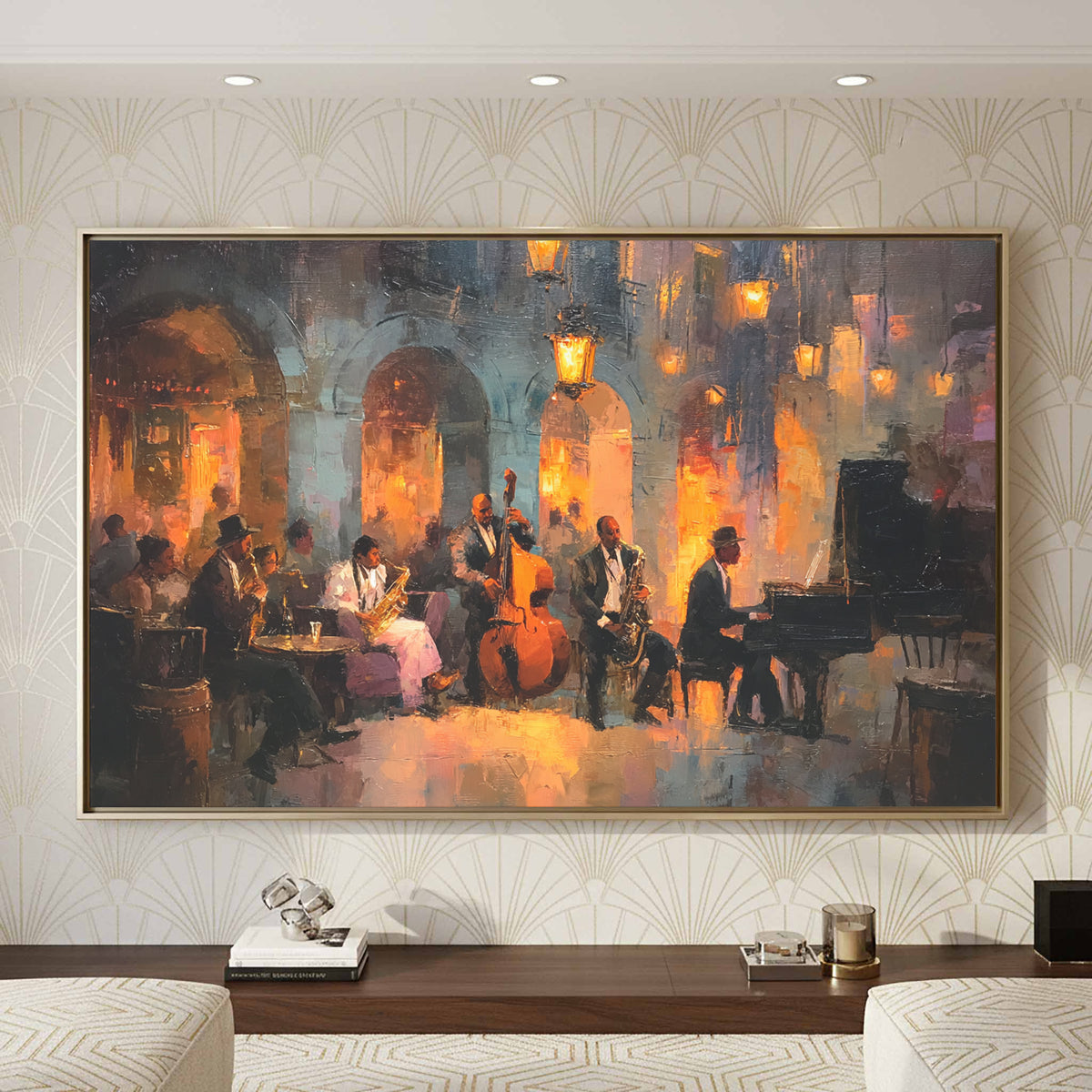 Jazz Ensemble Canvas Wall Art – styled room view 3