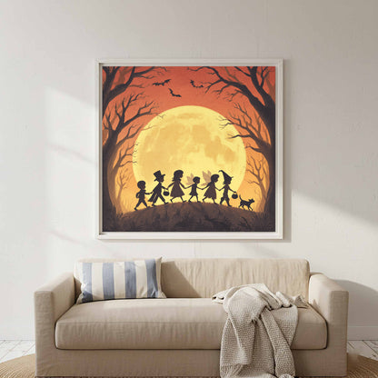Halloween Trick or Treat Canvas Wall Art – styled room view 5