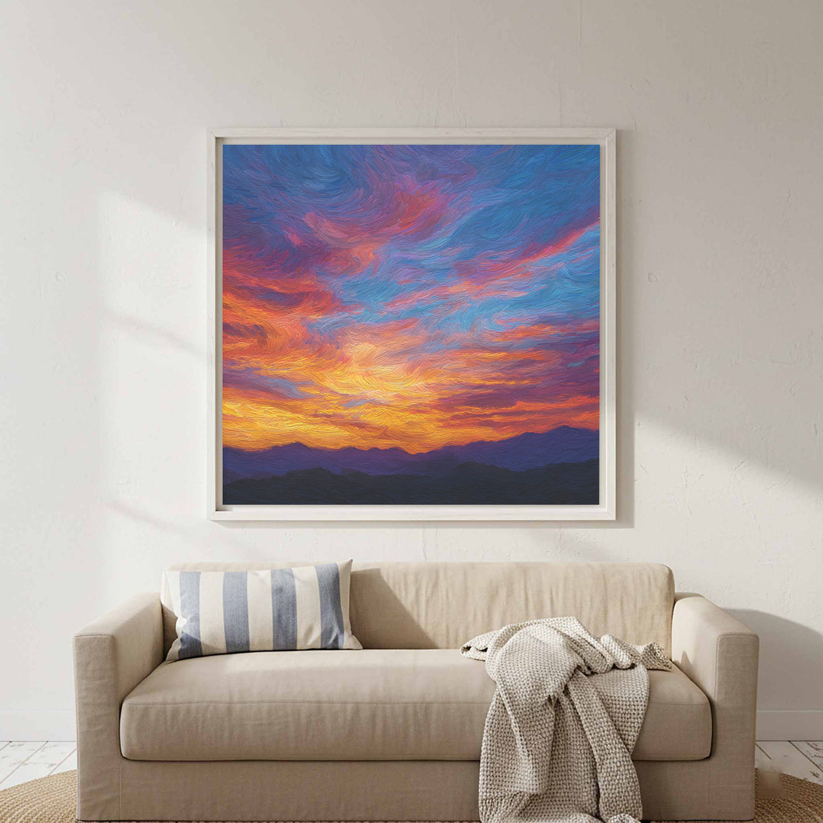Sunset Sky Canvas Wall Art – styled room view 4