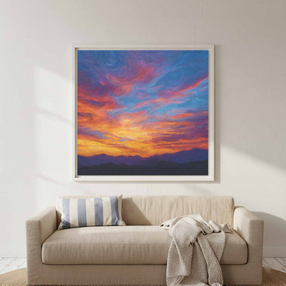 Sunset Sky Canvas Wall Art – styled room view 4