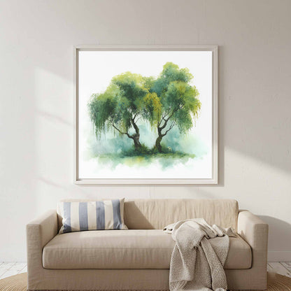 Weeping Willow Watercolor Print – styled room view 5