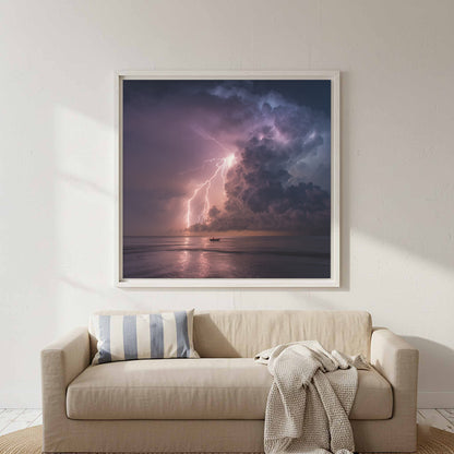 Lightning Storm Canvas Wall Art – styled room view 5
