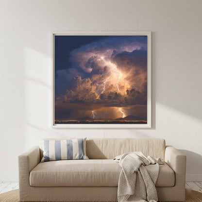 Lightning Storm Canvas Print – styled room view 4