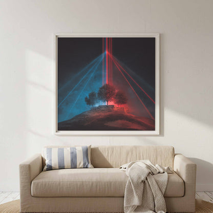 Futuristic Laser Tree Canvas Print – styled room view 5