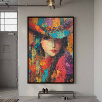 Western Cowgirl Abstract Canvas Wall Art – styled room view 5
