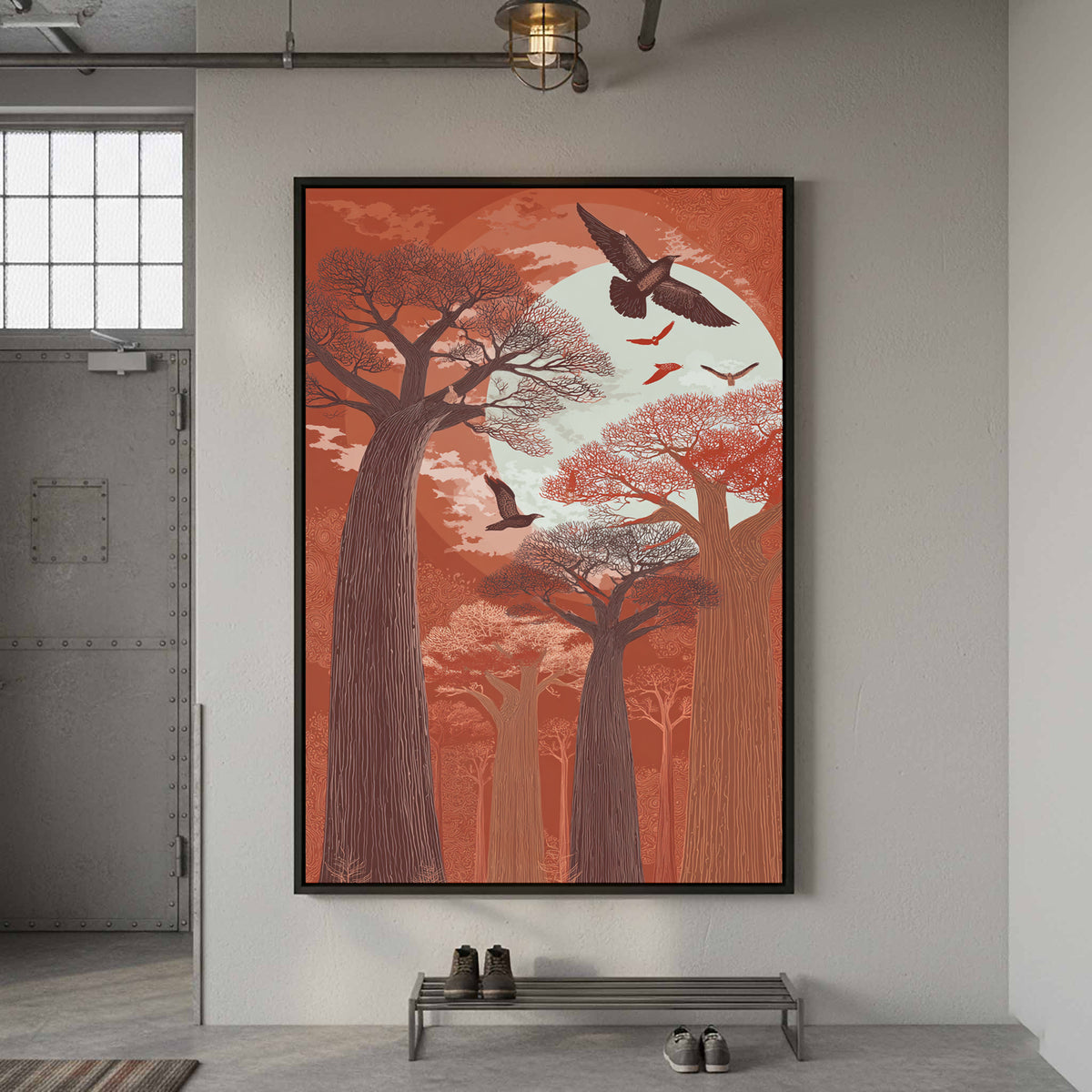 Baobab Tree Forest Canvas Wall Art – styled room view 4