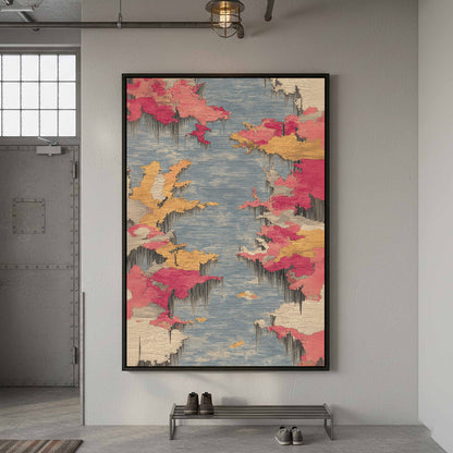 Abstract Textile Canvas Wall Art – styled room view 3