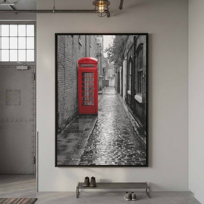 Red Phone Booth London Street Art Canvas Print – styled room view 4