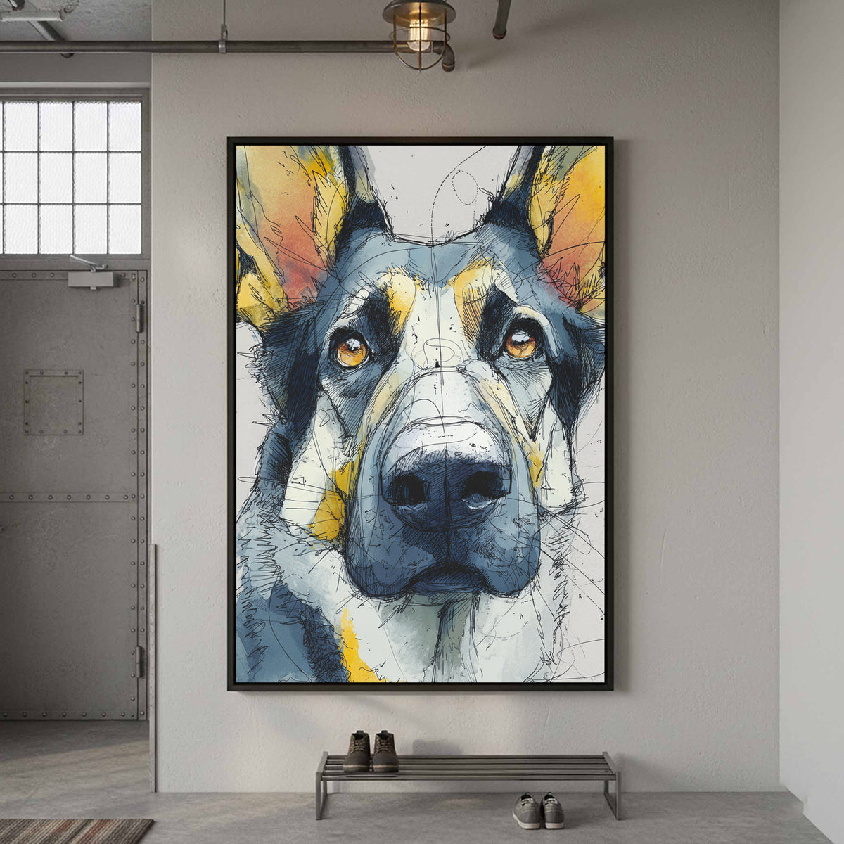 German Shepherd Canvas Wall Art – styled room view 5