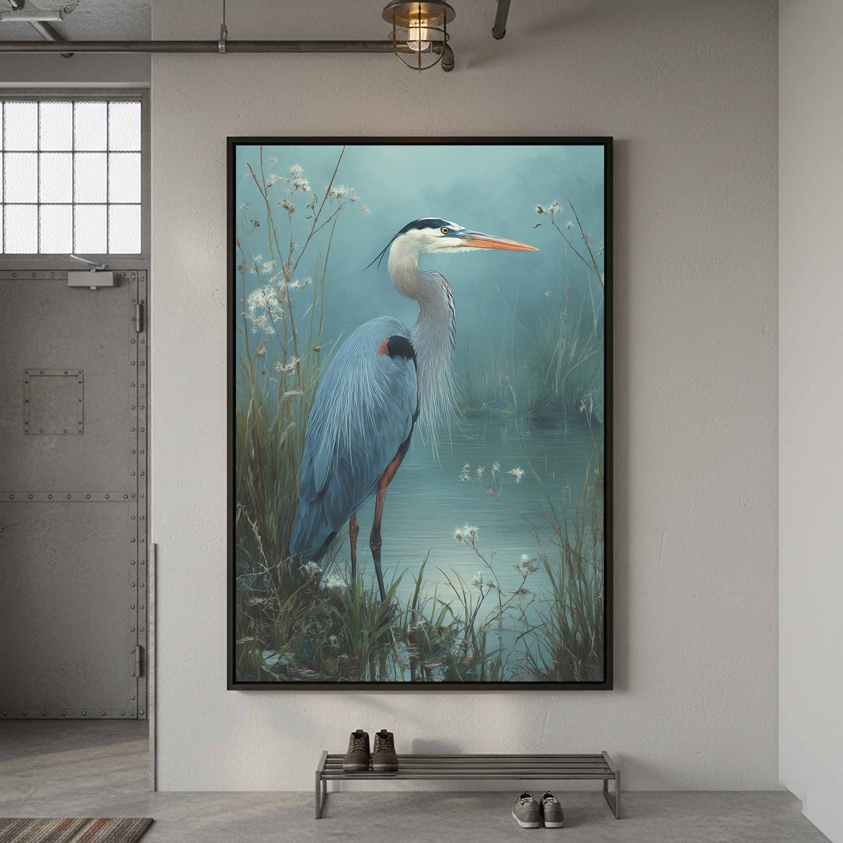 Great Blue Heron Canvas Print – styled room view 4