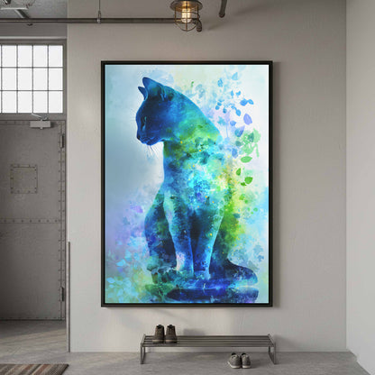 Russian Blue Cat Canvas Print – styled room view 4