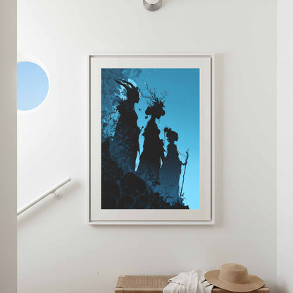 The Fates Silhouette Canvas Art – styled room view 4