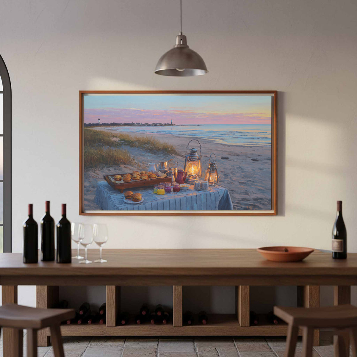 Cape Cod Beach Canvas Art – styled room view 5