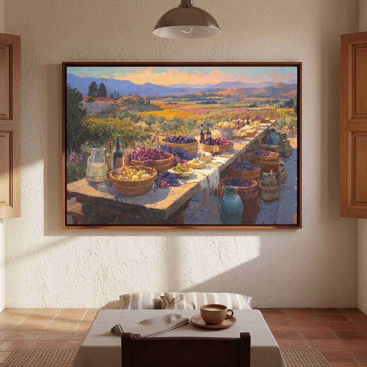 Wine Country Harvest Canvas Wall Art – styled room view 5