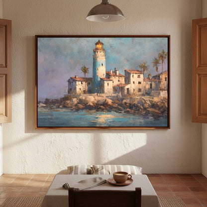 Santa Marta Lighthouse Oil Painting – styled room view 5