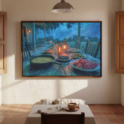 Southern Farmstead Dinner Canvas Print – styled room view 5
