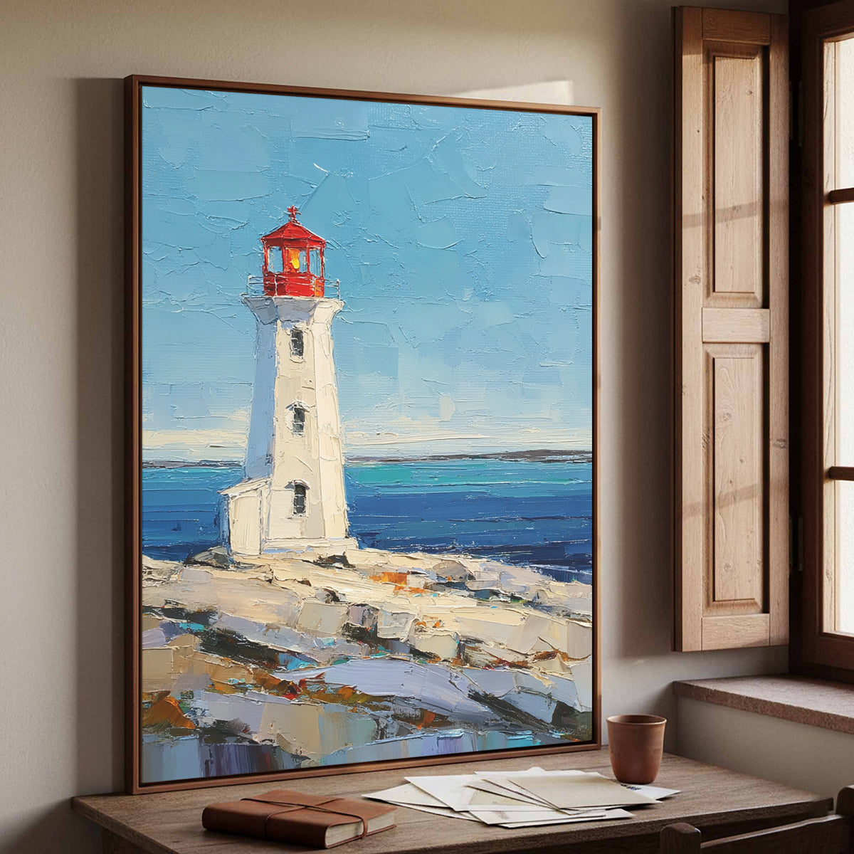 Peggy's Point Lighthouse Canvas Wall Art – styled room view 4