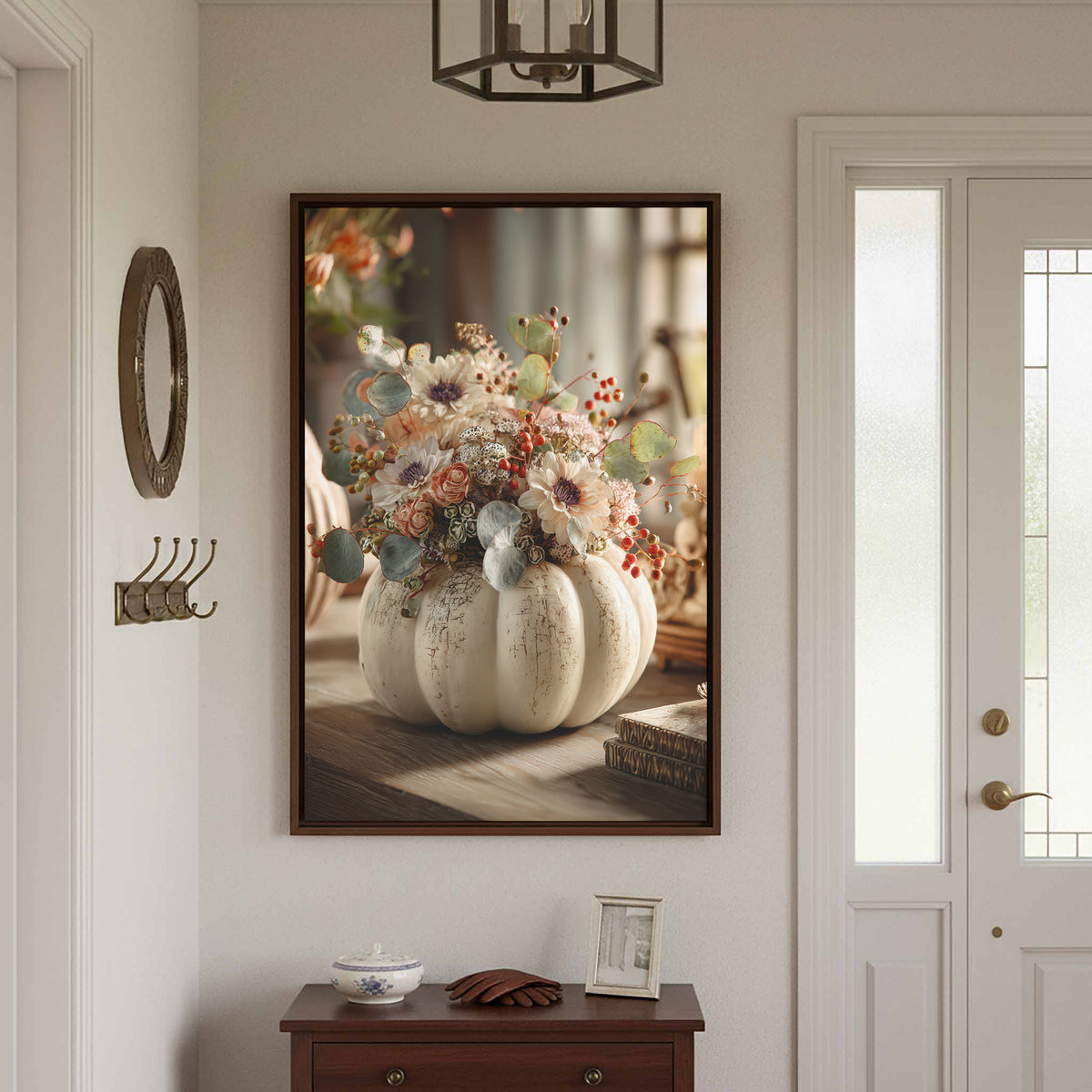 Autumn Pumpkin Floral Canvas Print – styled room view 4