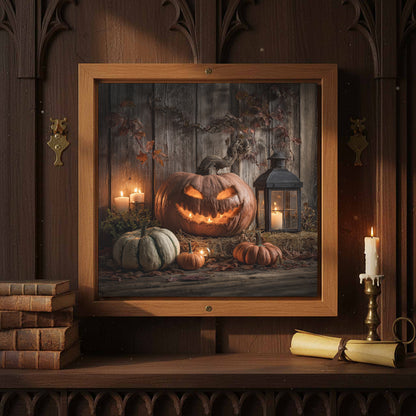 Halloween Jack O Lantern Canvas Wall Art – styled room view 2