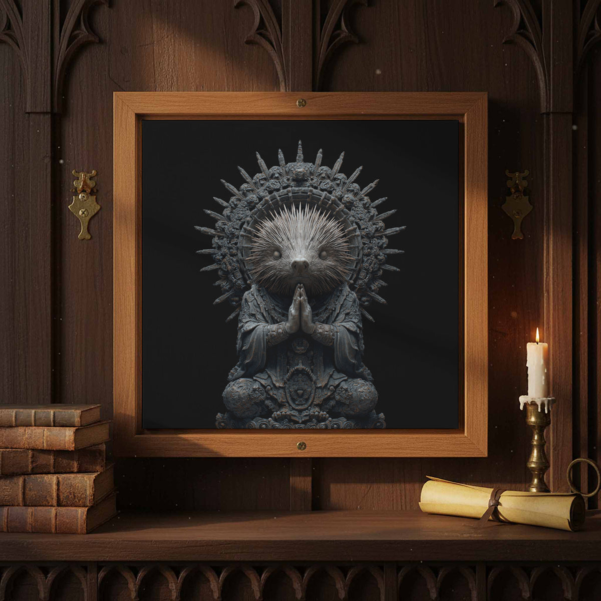 Surreal Porcupine Buddha Canvas Wall Art — product image 4