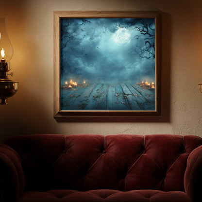 Halloween Moon Canvas Wall Art – styled room view 2