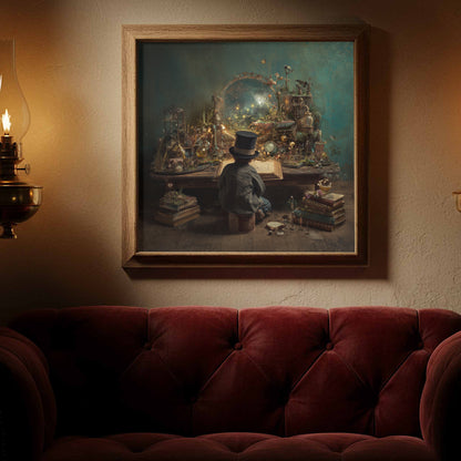 Victorian Scholar Study Canvas Print – styled room view 3