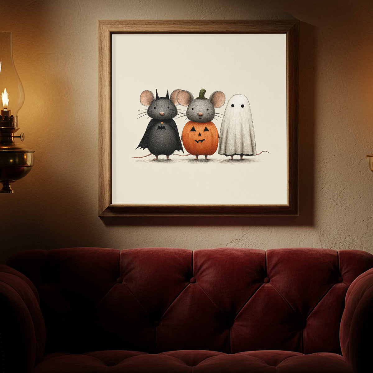 Halloween Mice Wall Art – styled room view 3