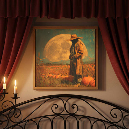 Halloween Cowboy Canvas Print – styled room view 2