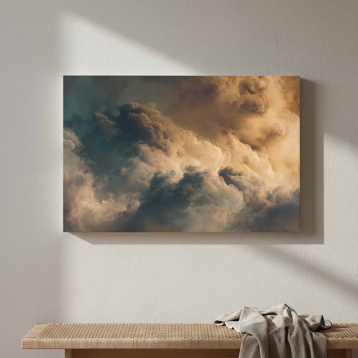 Abstract Cloud Wall Art – styled room view 4