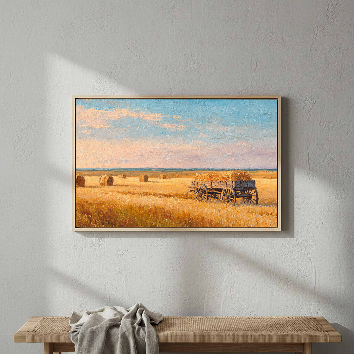 Harvest Wheat Field Canvas Art – styled room view 5