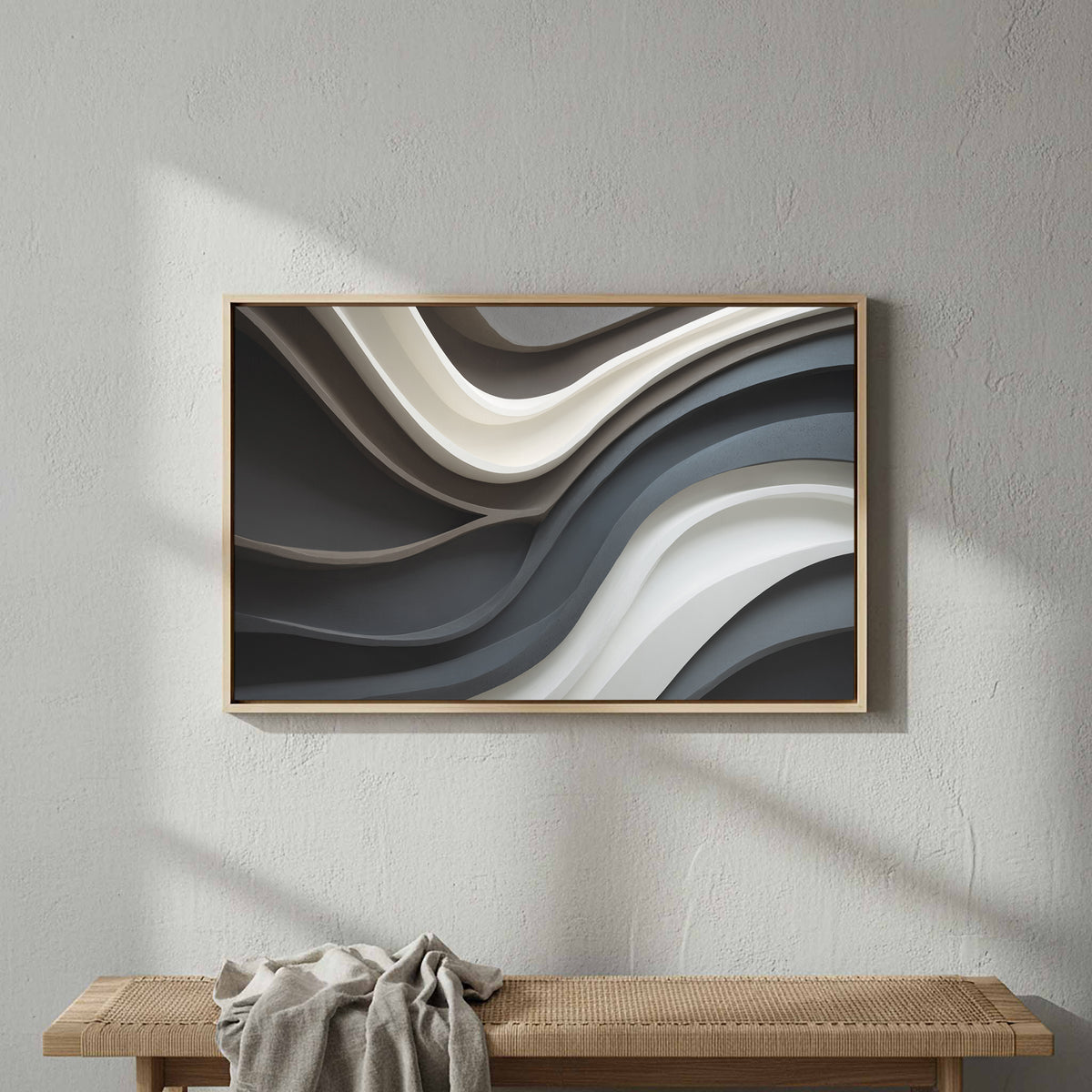 Abstract Sculptural Wall Art – styled room view 3
