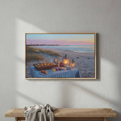 Cape Cod Beach Canvas Art – styled room view 3