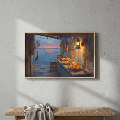 Gulf Coast Seafood Shack Canvas Art – styled room view 4