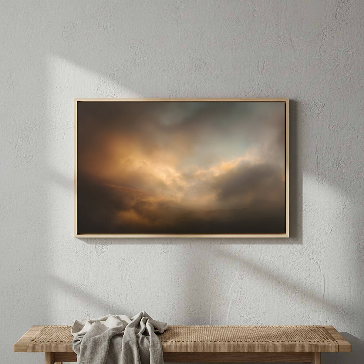Moody Sky Abstract Canvas Wall Art – styled room view 3