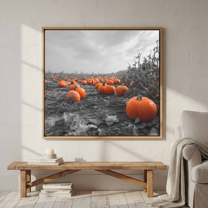 Autumn Pumpkin Field Wall Art – styled room view 4