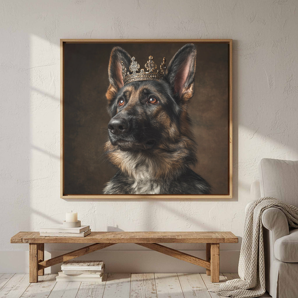 German Shepherd Dog Crown Canvas Print – styled room view 3