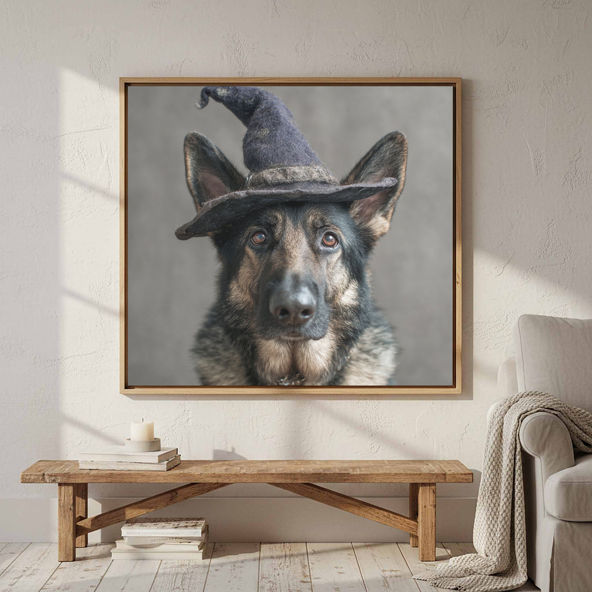 German Shepherd Dog Wizard Hat Canvas Wall Art Print — product image 3
