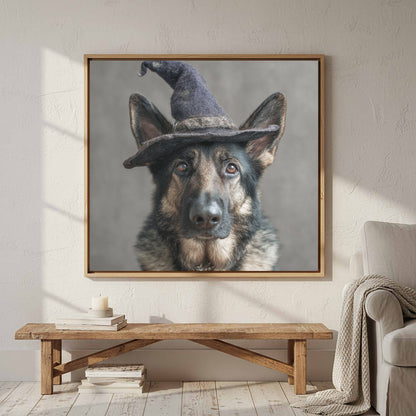 German Shepherd Dog Wizard Hat Canvas Wall Art Print — product image 3