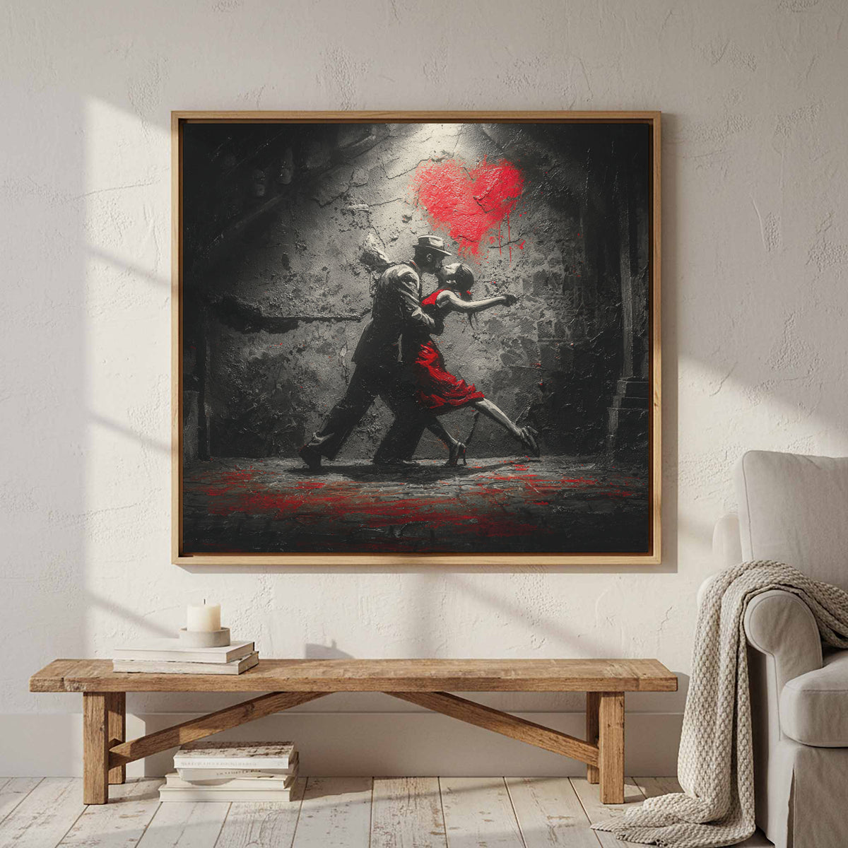 Passionate Tango Canvas Wall Art – styled room view 3