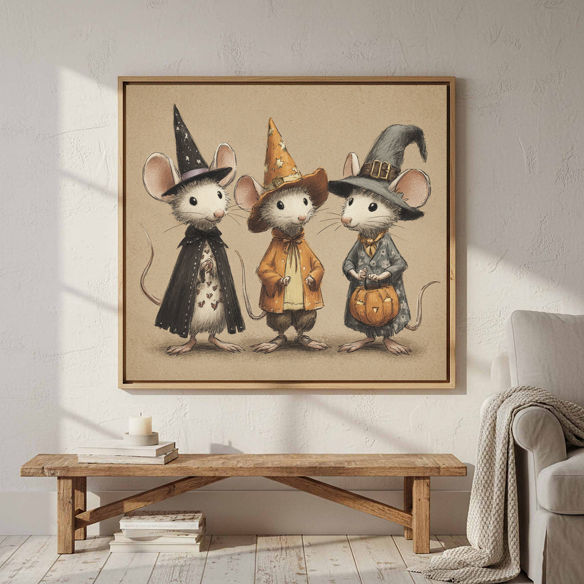 Halloween Mice Canvas Wall Art – styled room view 4