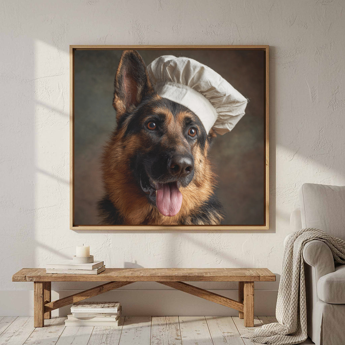 German Shepherd Chef Canvas Print – styled room view 2