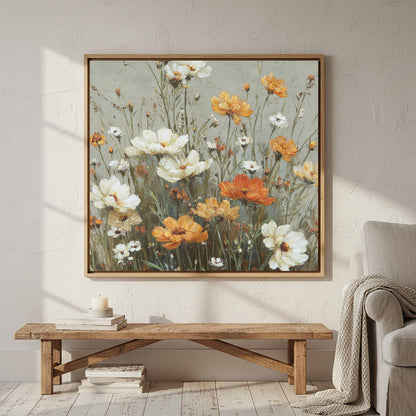 Vintage Wildflower Canvas Print – styled room view 3