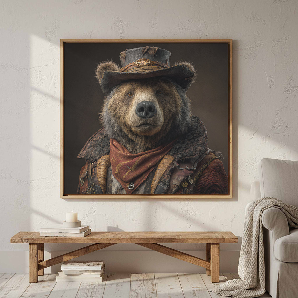 Western Bear Canvas Print – styled room view 4