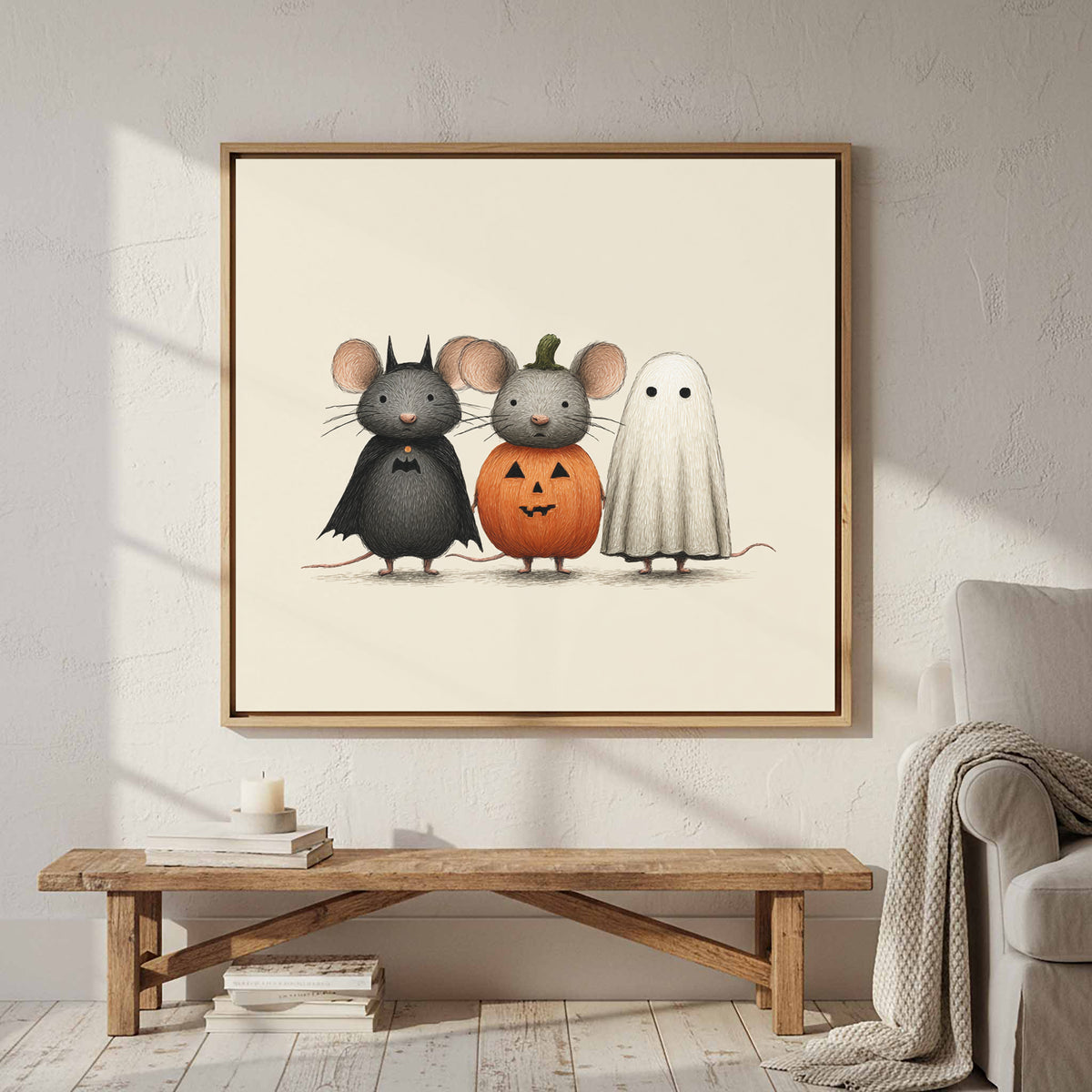 Halloween Mice Wall Art – styled room view 4