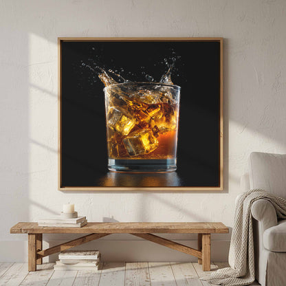 Whiskey Glass Canvas Print – styled room view 2