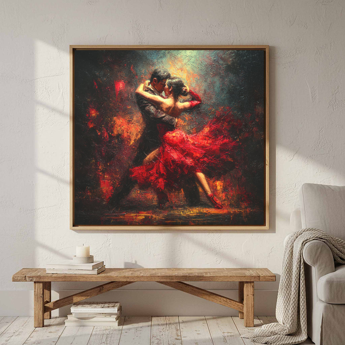 Passionate Tango Canvas Wall Art – styled room view 3