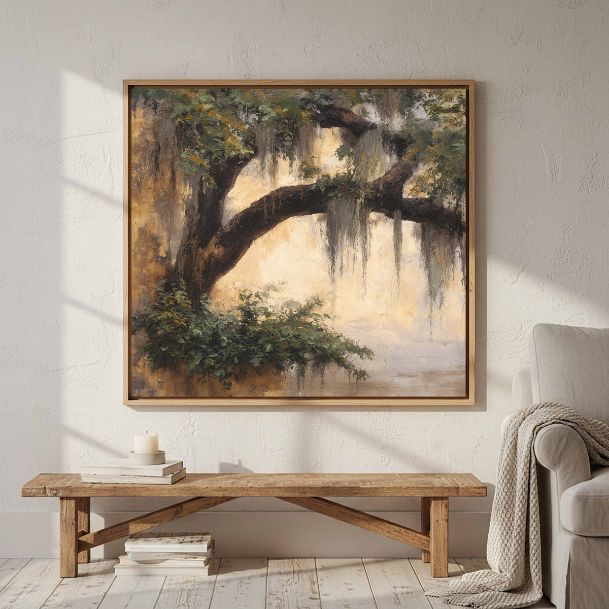 Oak Tree Canvas Wall Art – styled room view 4