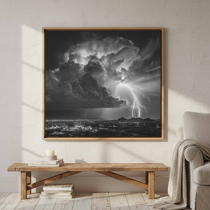 Desert Lightning Storm Canvas Print – styled room view 3