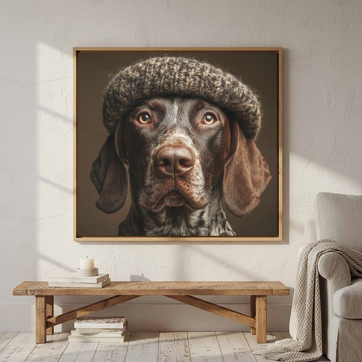 German Shorthaired Pointer Canvas Art – styled room view 3