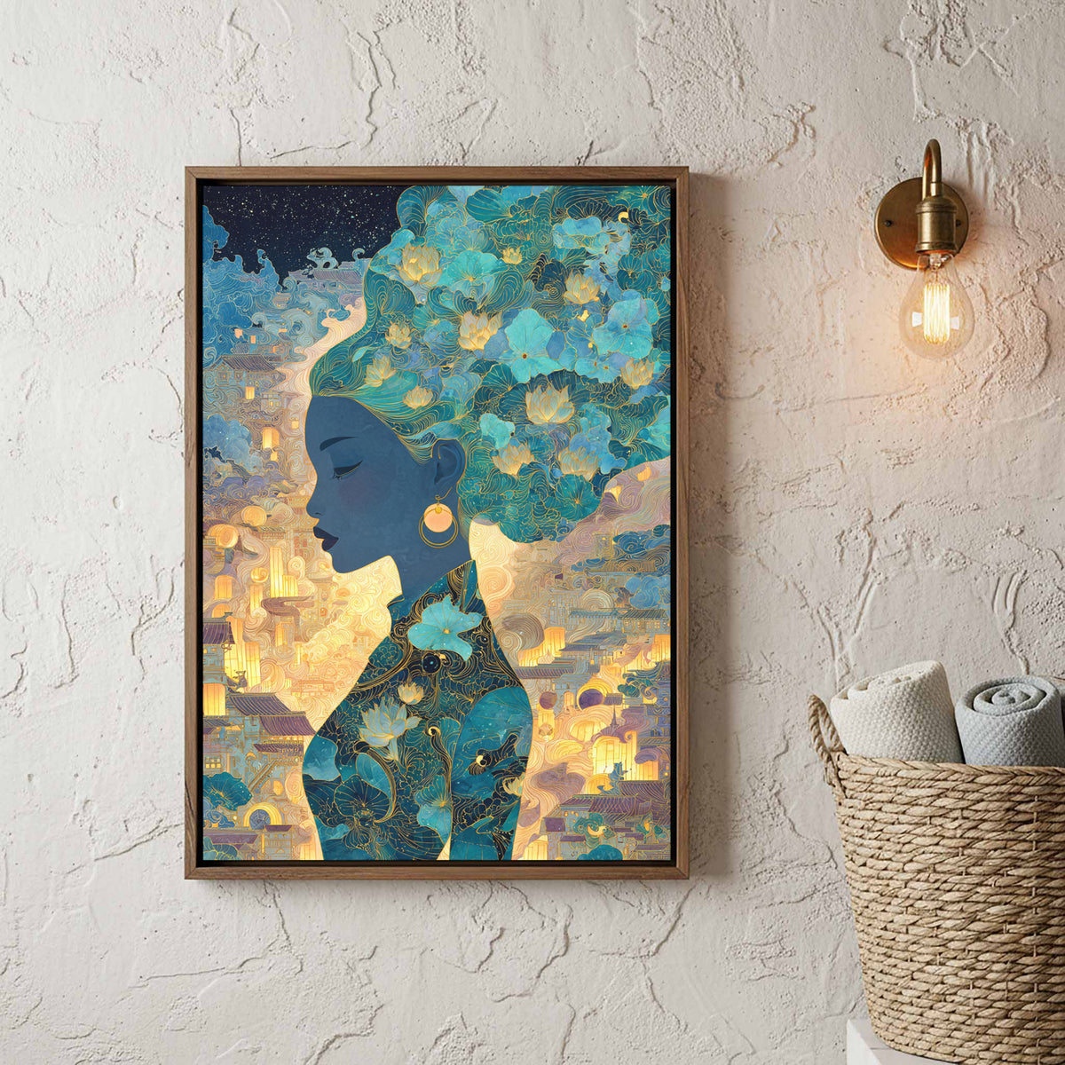 Asian Woman Silhouette Canvas Wall Art — product image 4